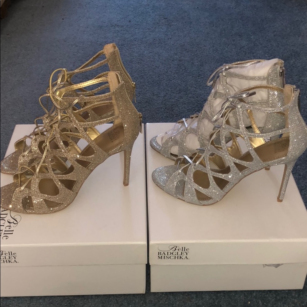 TWO PAIRS ONE PRICE Badgley Mischka strappy heels